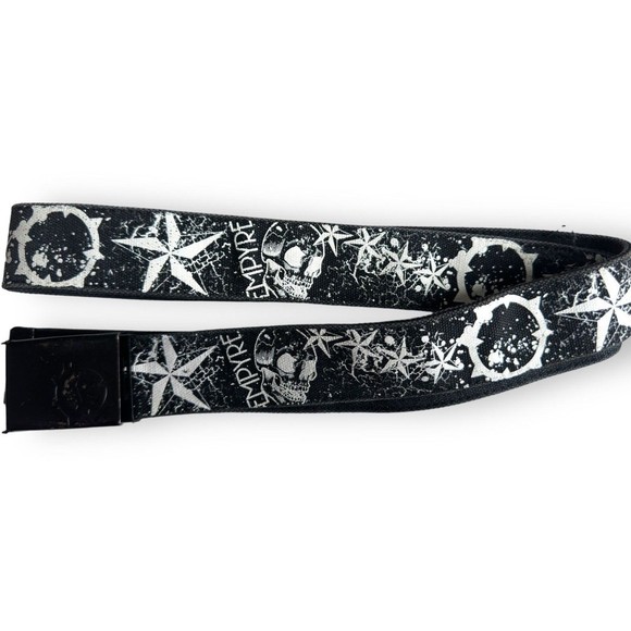 y2k Skater Belts Volcom Empyre Black Web Belts Snowboard Pants Belt Skull Grunge - Picture 11 of 16